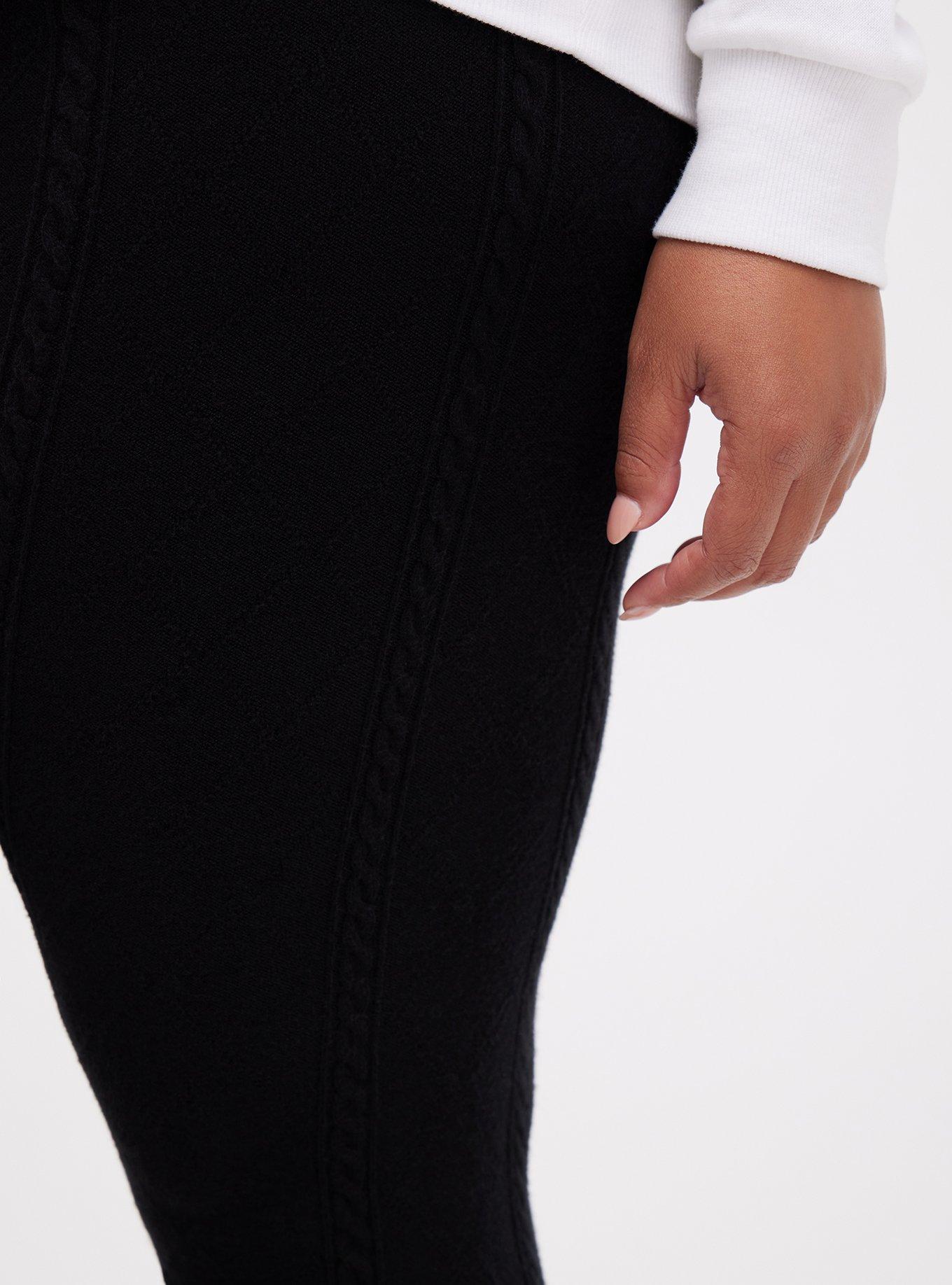 Full Length Signature Waist Cable Knit Legging, BLACK, alternate