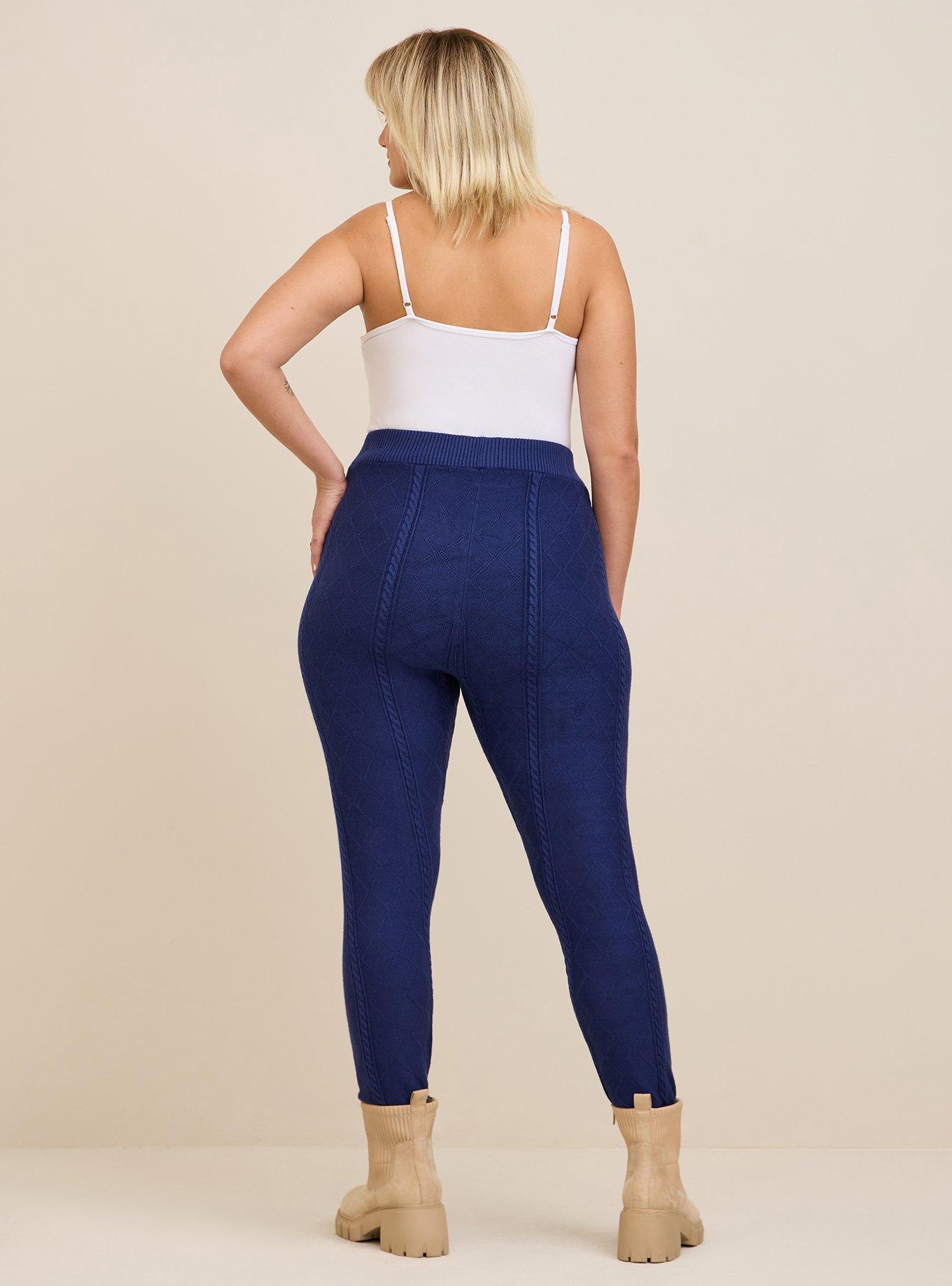 Plus Size Wide Waistband Cable Knit Leggings