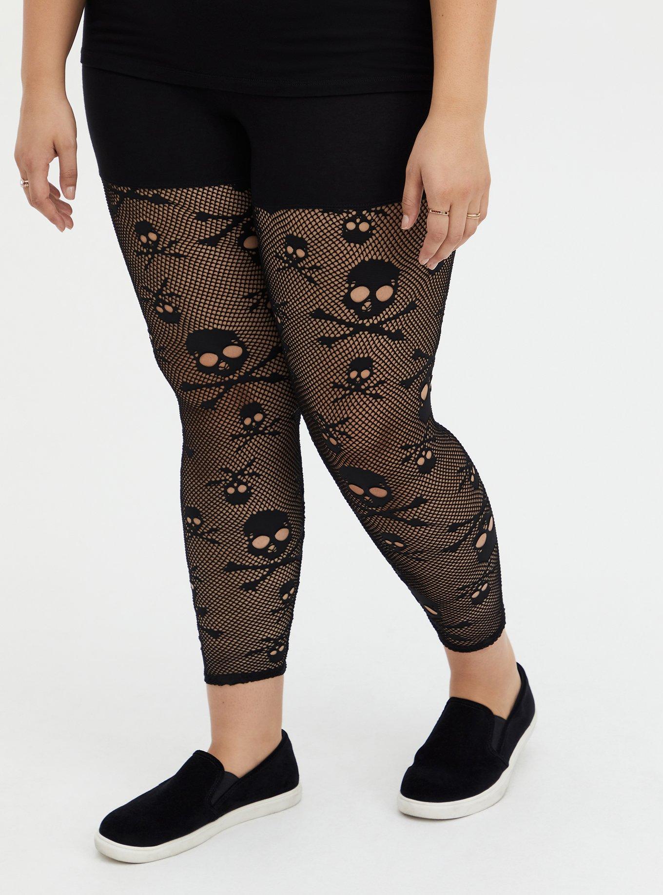 Plus Size - Black Allover Skull Tights - Torrid