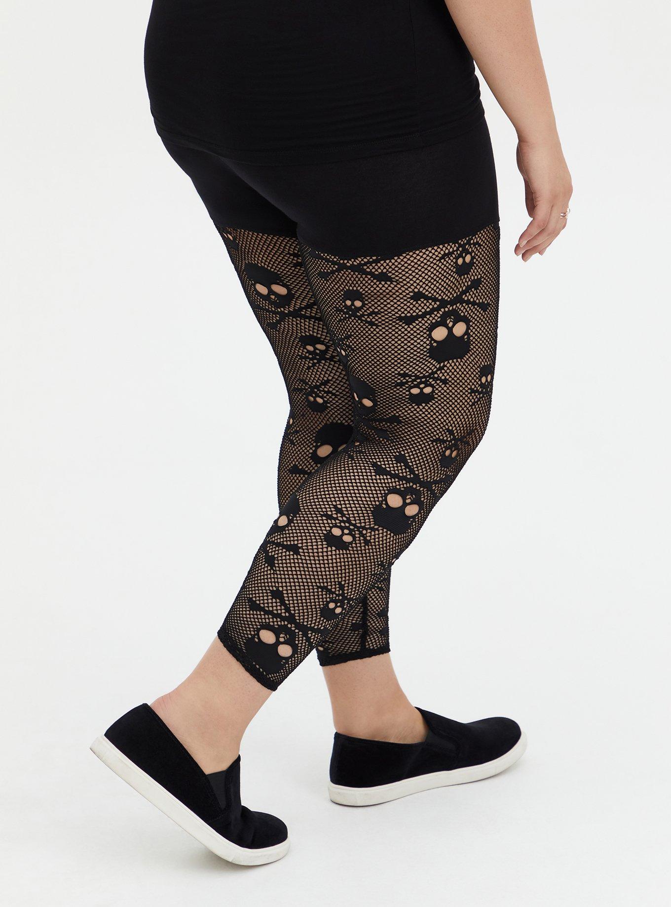 Plus Size Premium Legging Mesh Skull Crossbones Black Torrid