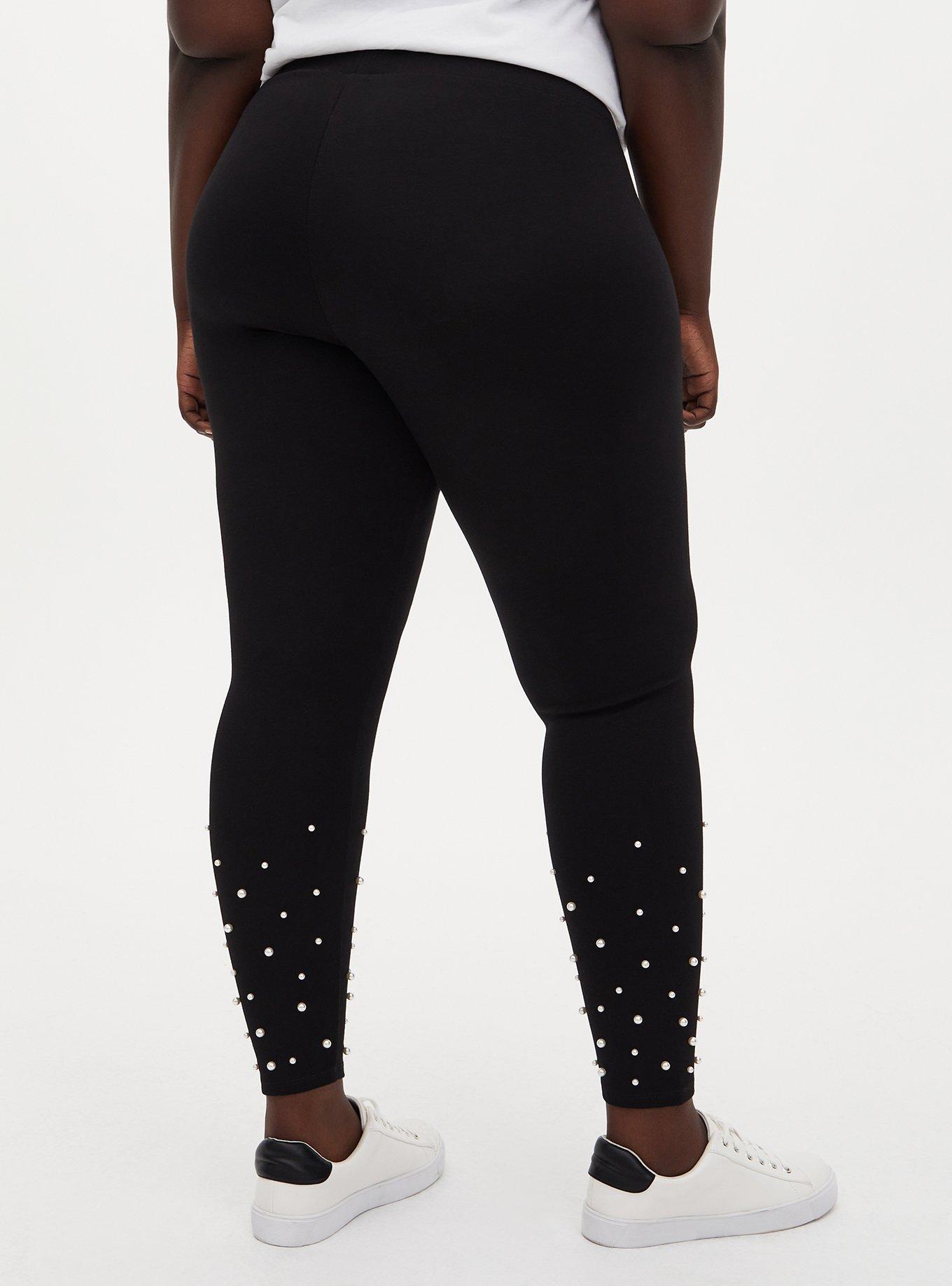 Plus Size Platinum Legging - Ponte Pearl Hem Black , BLACK, alternate