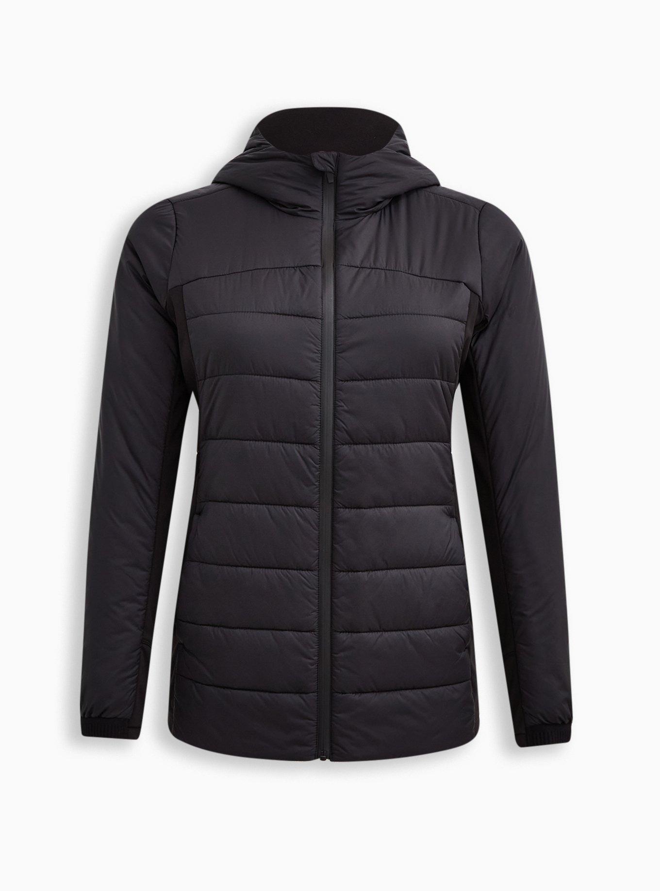 Plus Size Active Puffer Jacket Nylon & Fleece Black Torrid