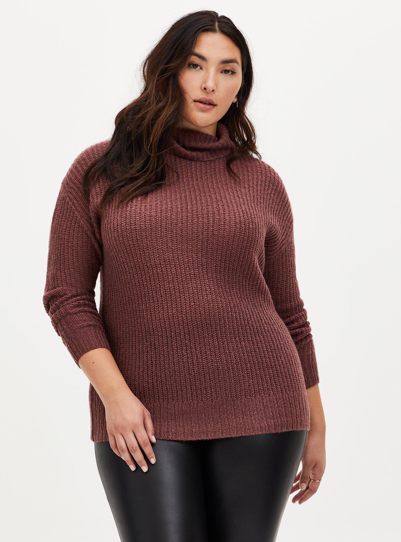 Pullover Turtle Neck Sweater, DUSTY ROSE, hi-res