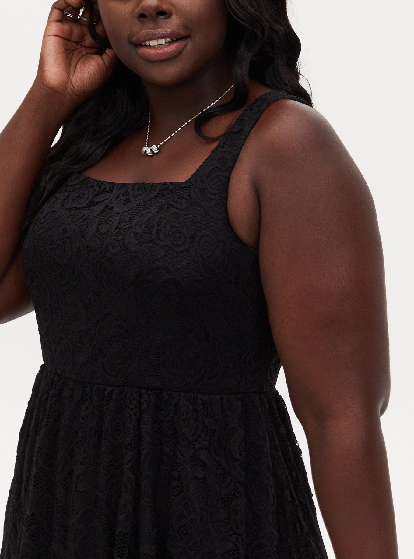 Plus Size - Midi Lace Square Neck Skater Dress - Torrid