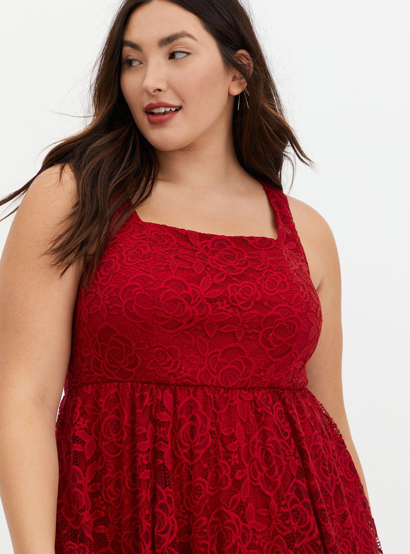 Torrid Jersey Lace Up Skater Dress Red Plus Size 2 2X 18 20 #C56882