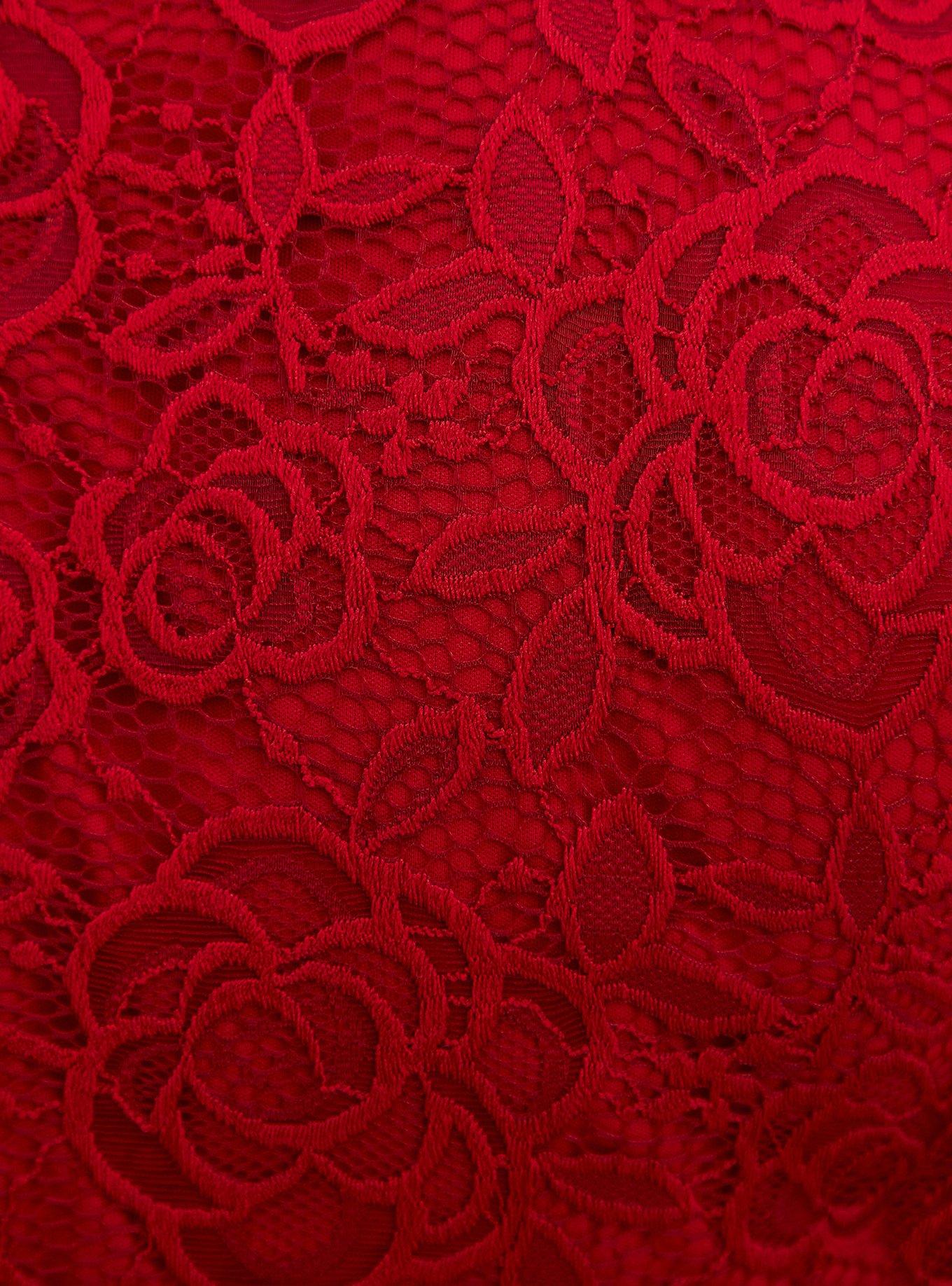 Midi Lace Square Neck Skater Dress, JESTER RED, alternate