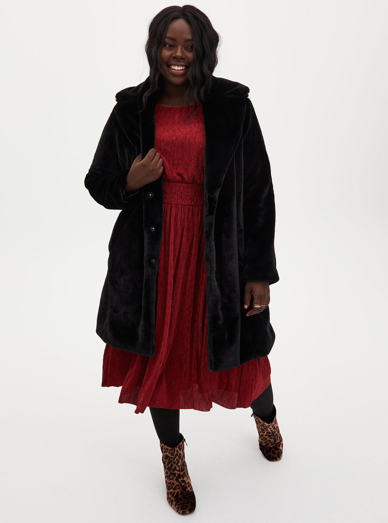 Dark Red Crinkle Knit Midi Dress, BIKING RED, hi-res