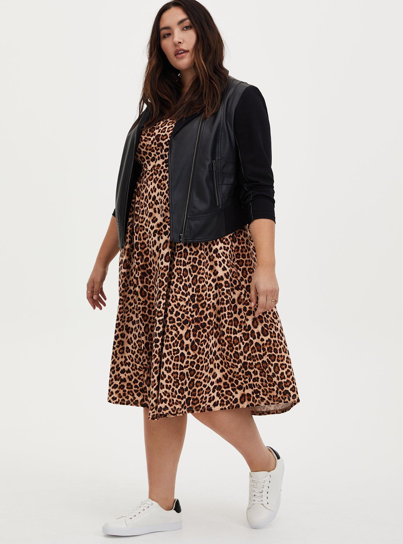 Plus Size - Leopard Sweetheart Skater Midi Dress - Torrid