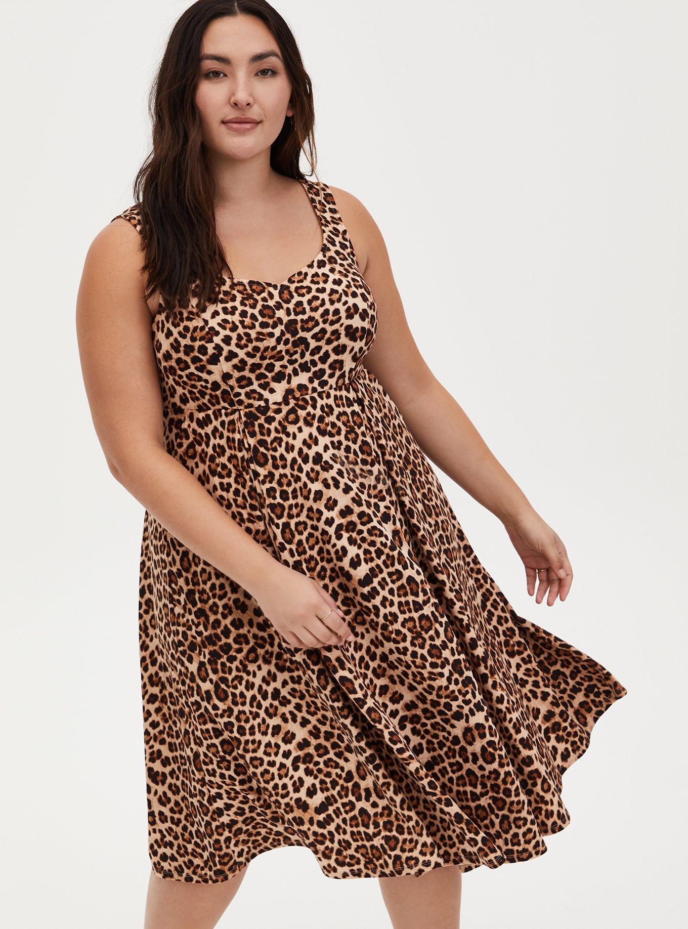 rådgive amerikansk dollar social Plus Size - Leopard Sweetheart Skater Midi Dress - Torrid