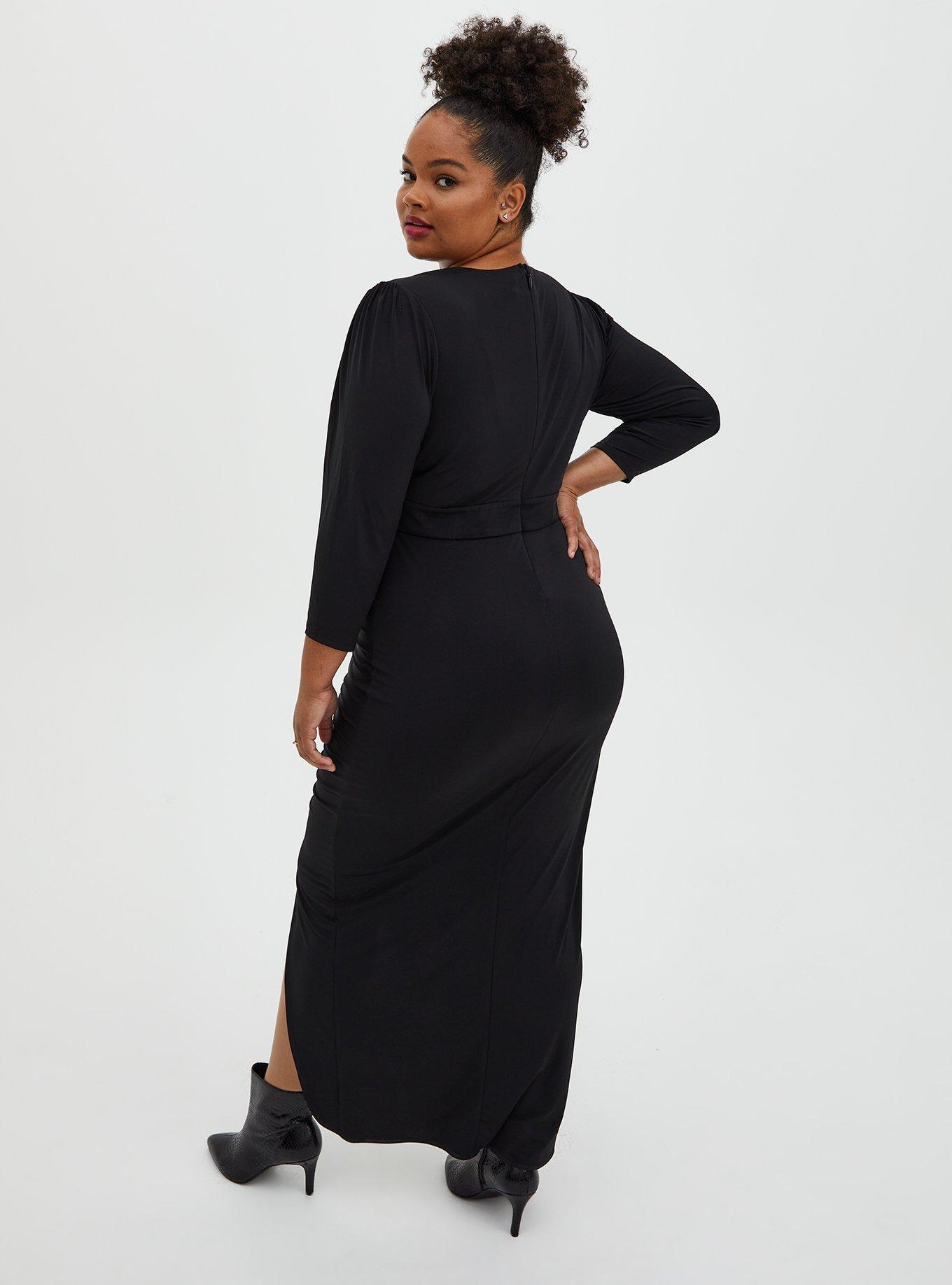 Plus Size Maxi Studio Knit Hi-Low Dress, DEEP BLACK, alternate