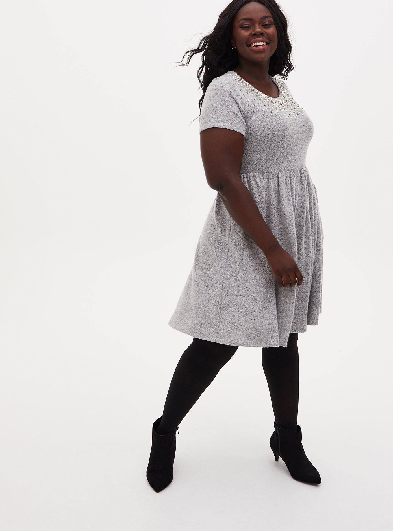 knee length dresses for ladies Women's Check Skater Dress Long Sleeve Mini main image 0