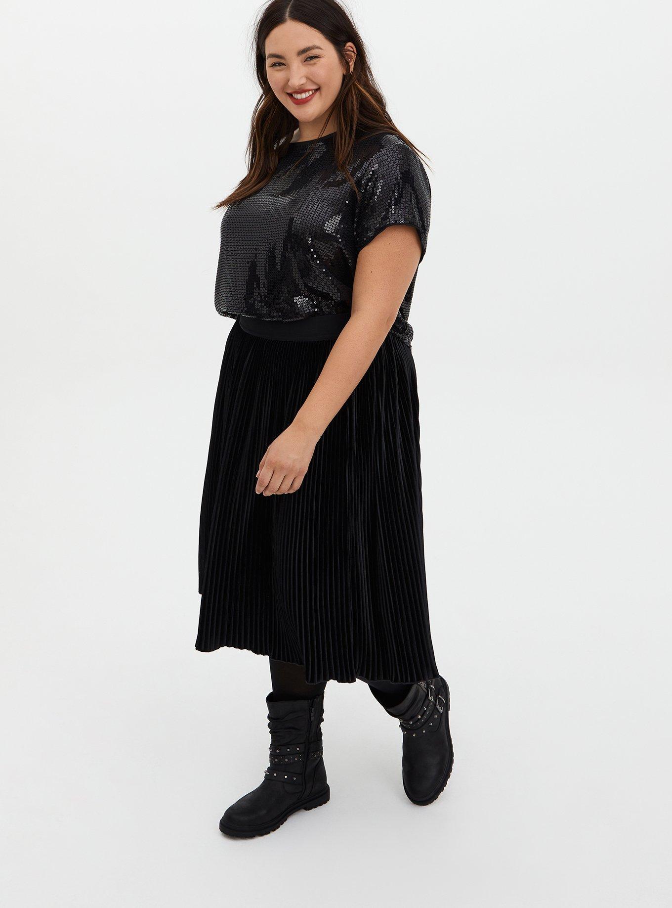 Black Sequin Crop Top, DEEP BLACK, alternate