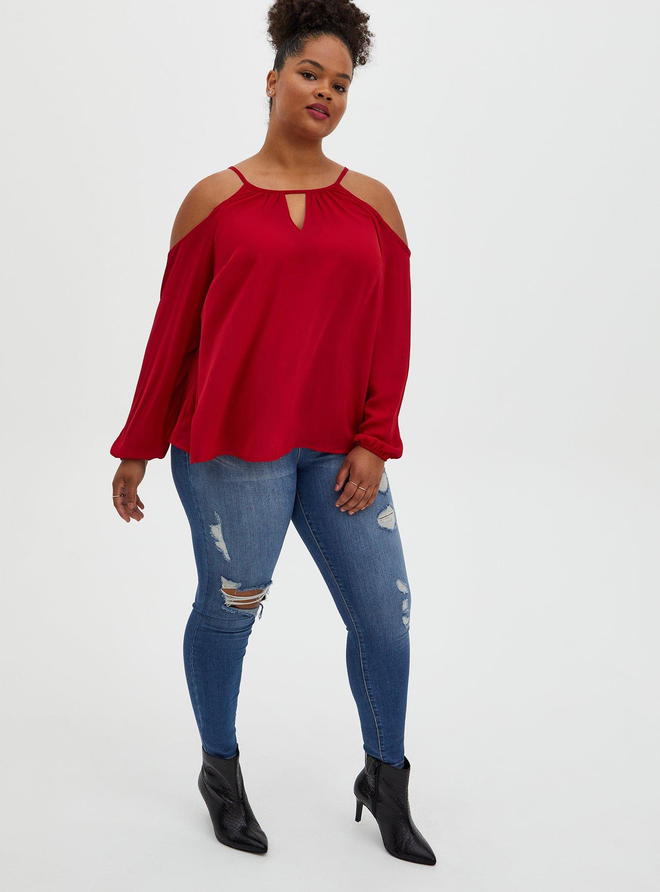 Plus Size Georgette Cold Shoulder Blouse Torrid