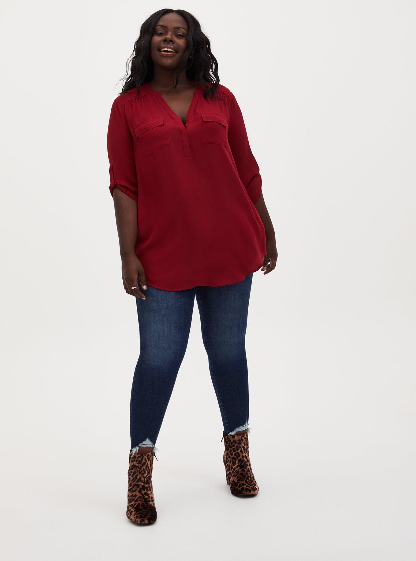Plus Size - Harper Georgette Pullover 3/4 Sleeve Tunic