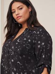 Plus Size Harper Georgette Pullover 3/4 Sleeve Tunic Blouse, MOON BLACK, alternate