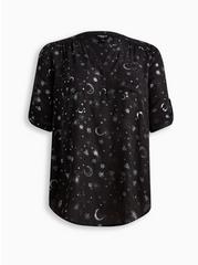 Plus Size Harper Georgette Pullover 3/4 Sleeve Tunic Blouse, MOON BLACK, hi-res