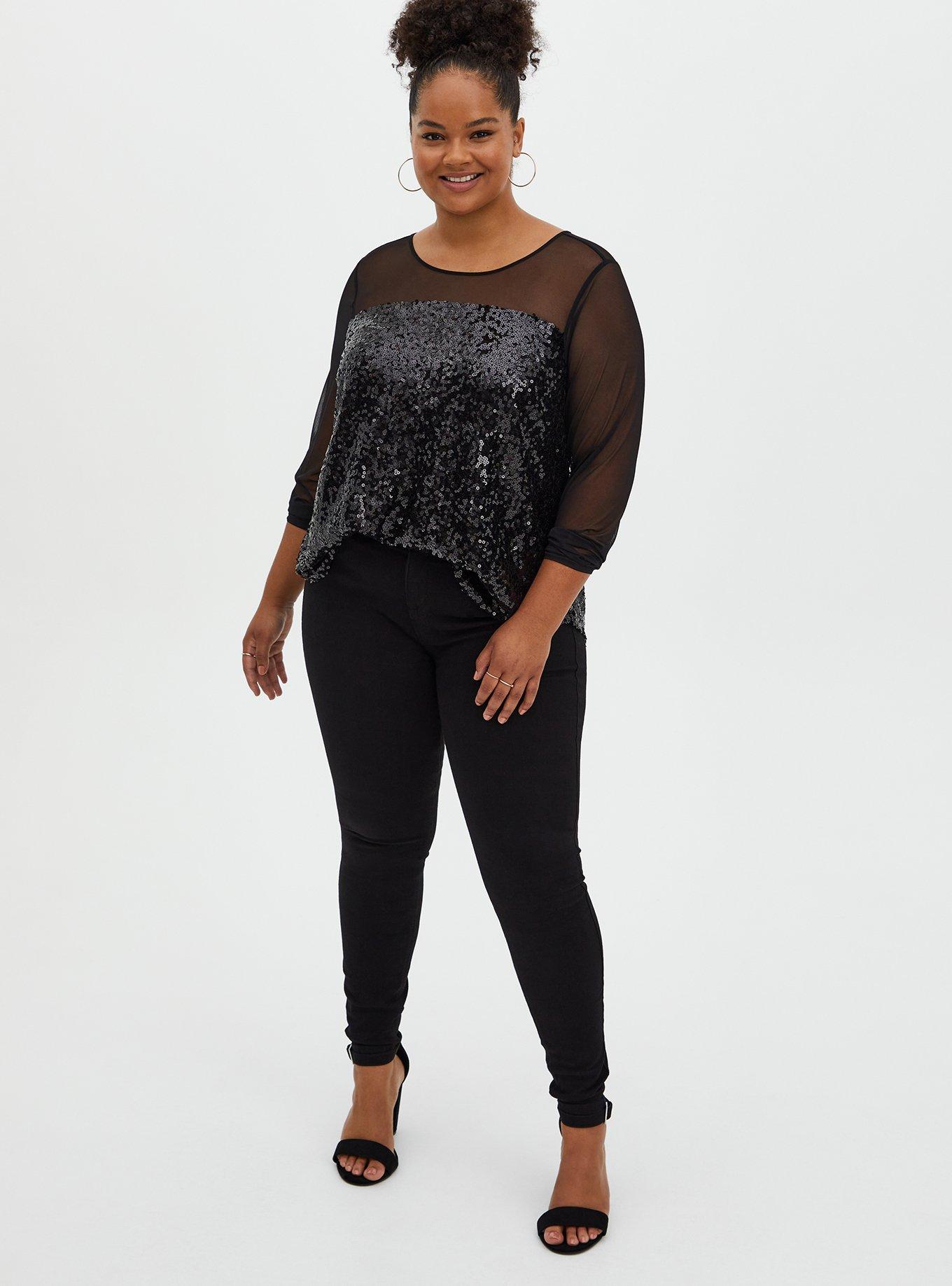 Mesh And Sequin Top, , alternate