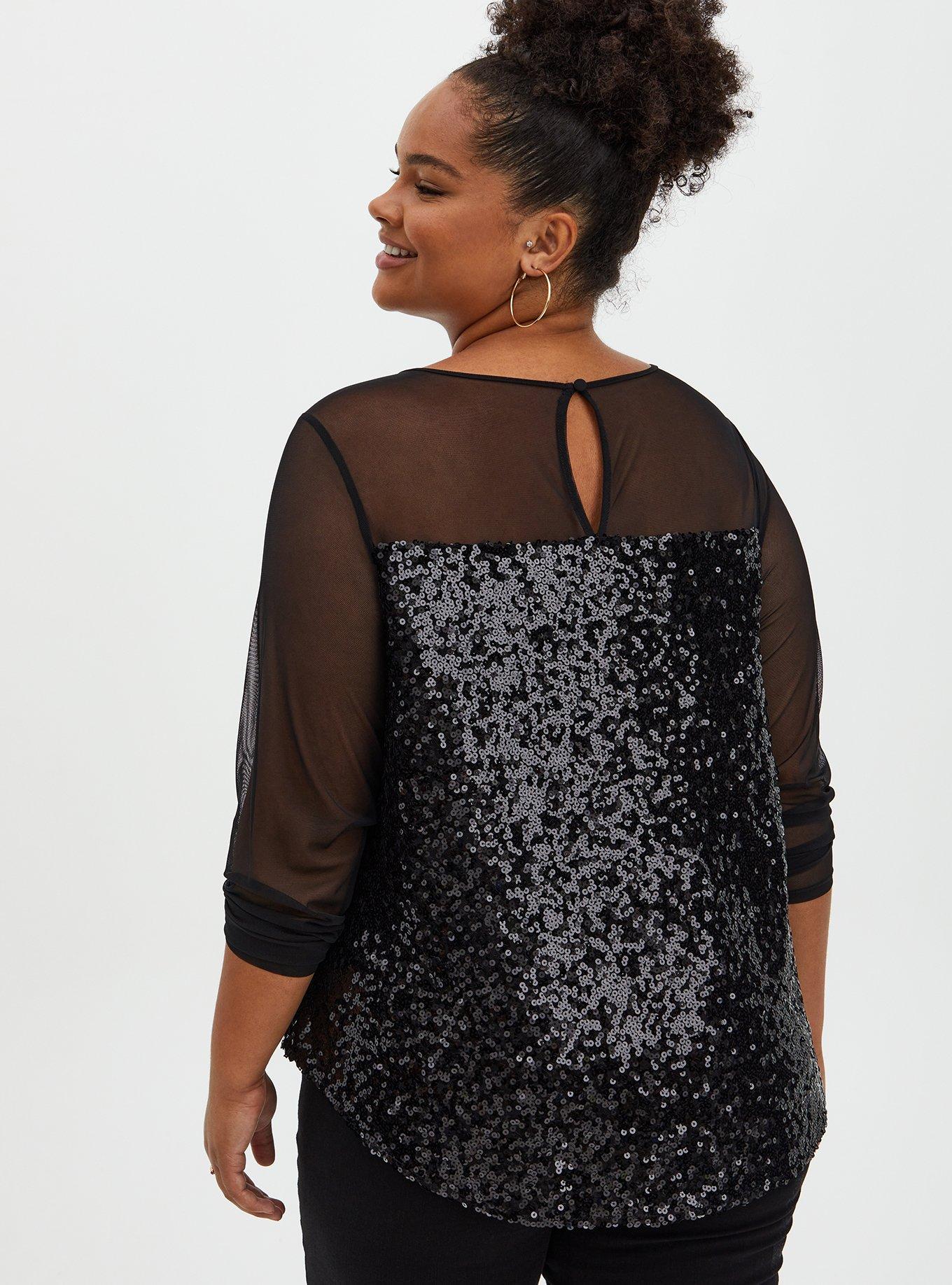 Mesh And Sequin Top, , alternate