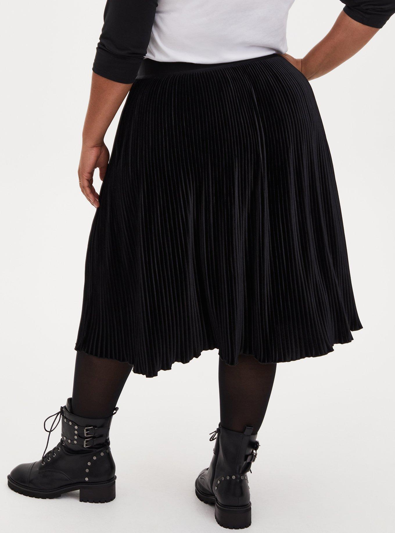 Madison Black Velvet Pleated Skirt Set