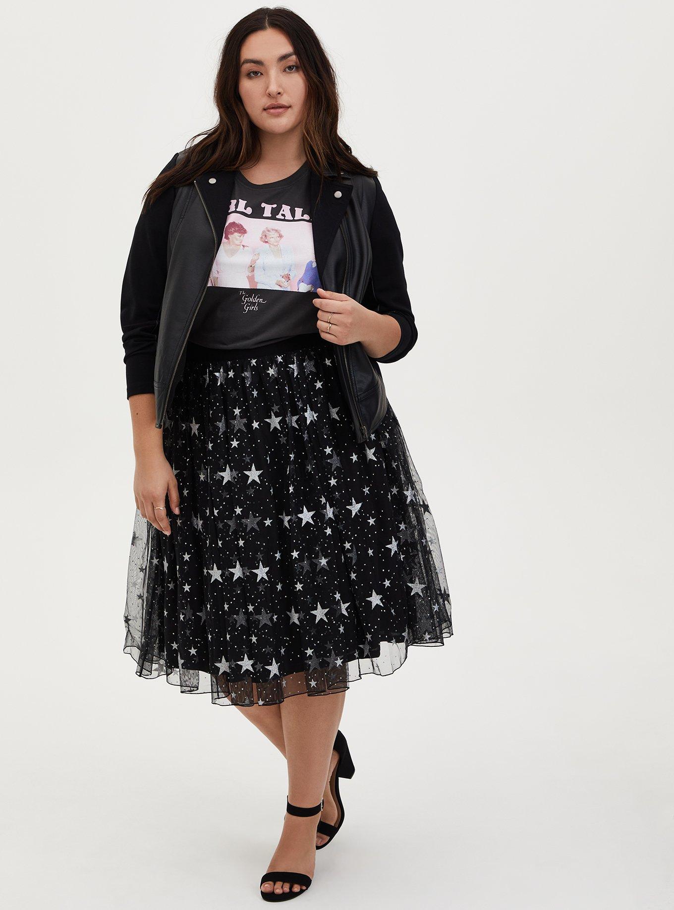 Plus size outlet tulle skirt black