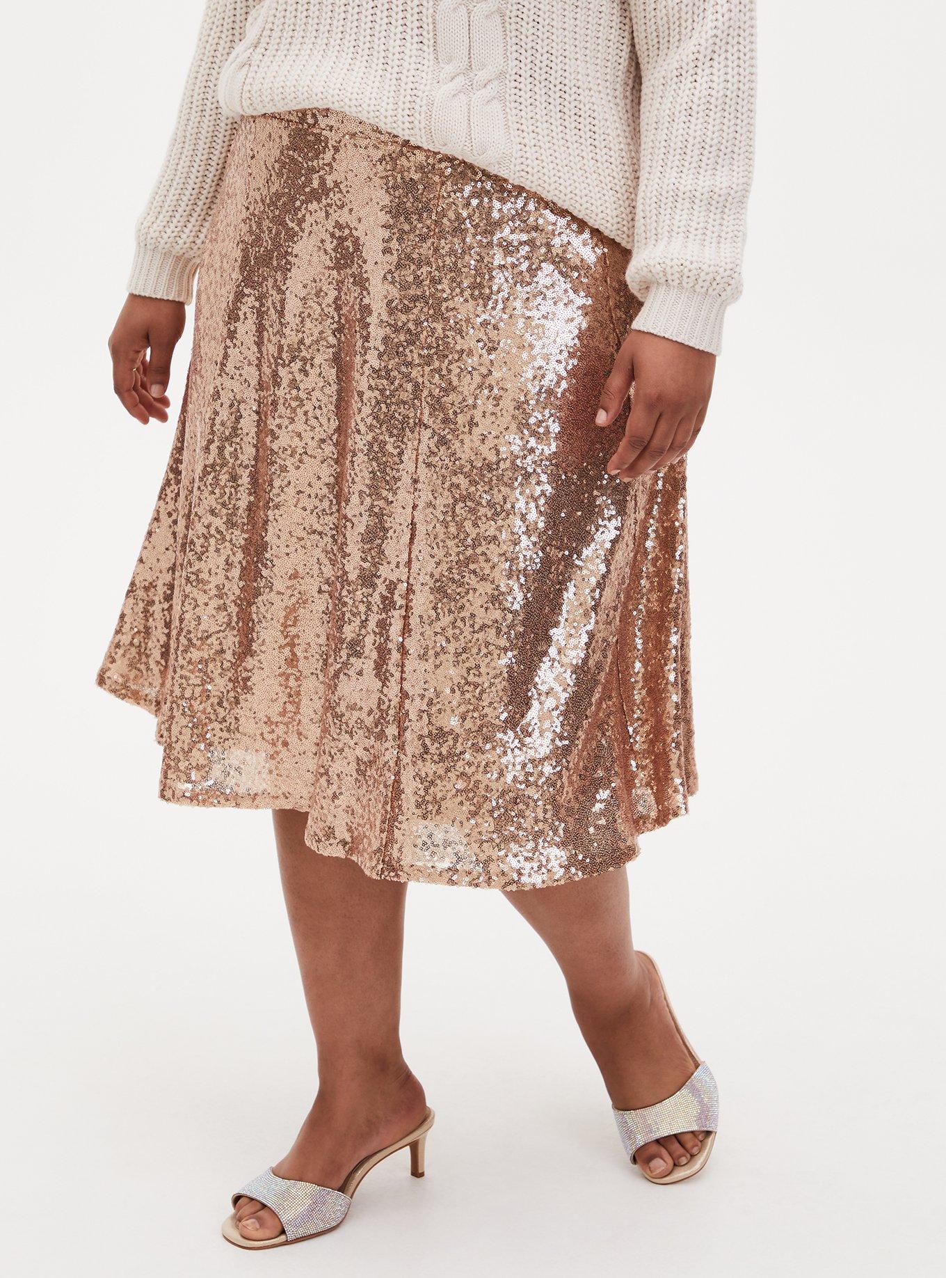 Plus Size 1940s Rose Gold Midi Skirt – Unique Vintage