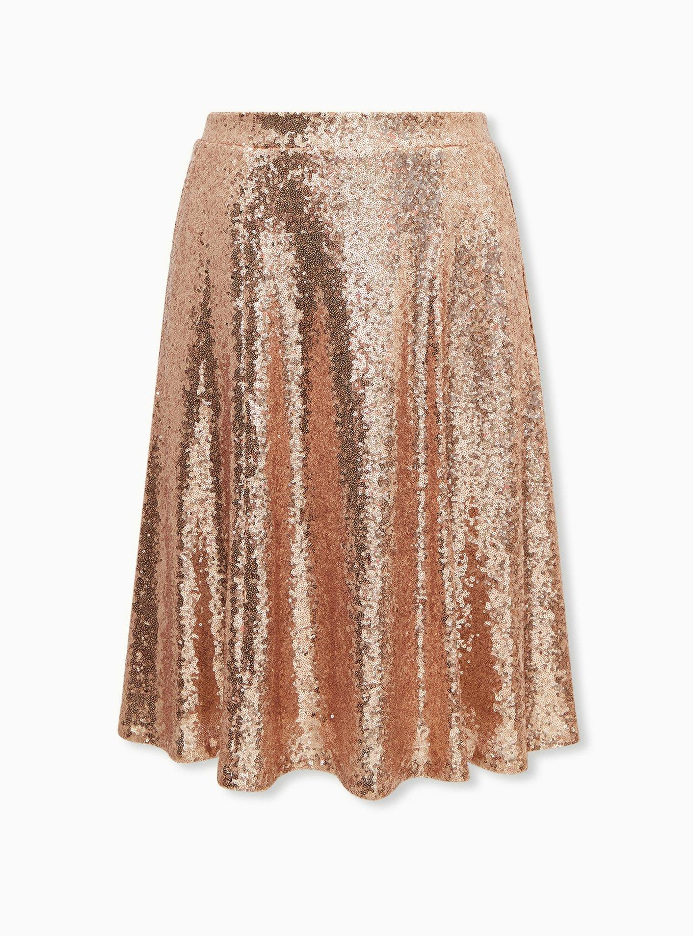Gold Sequin Midi Skirt, , hi-res
