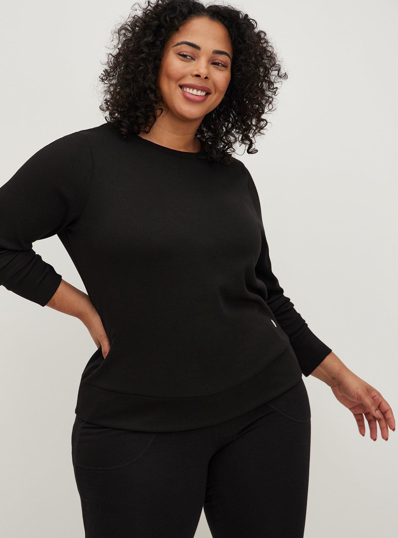 Cupro Long Sleeve Active Sweatshirt, BLACK, hi-res
