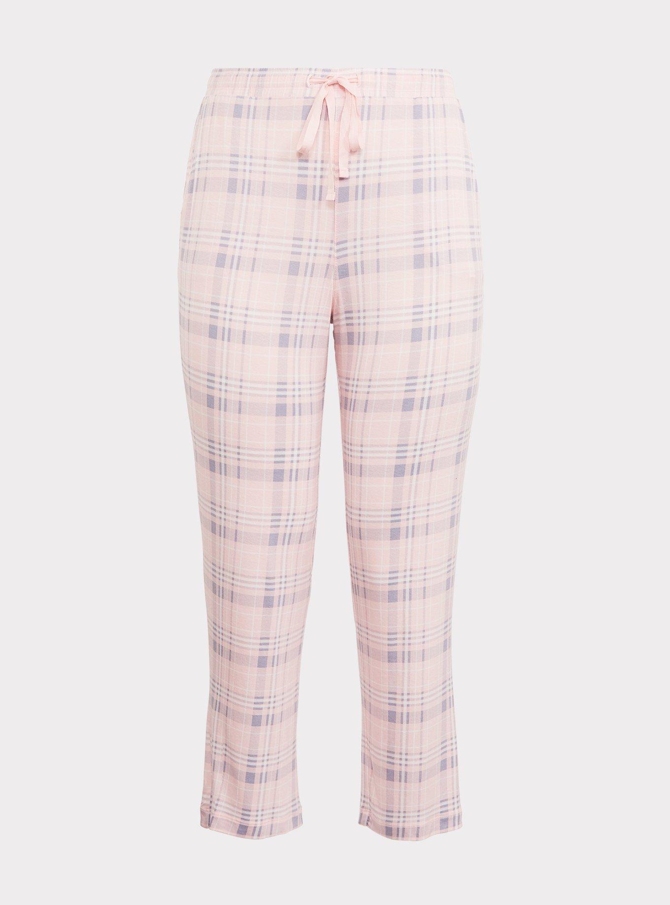 Straight Leg Pyjama Pants - Pink plaid