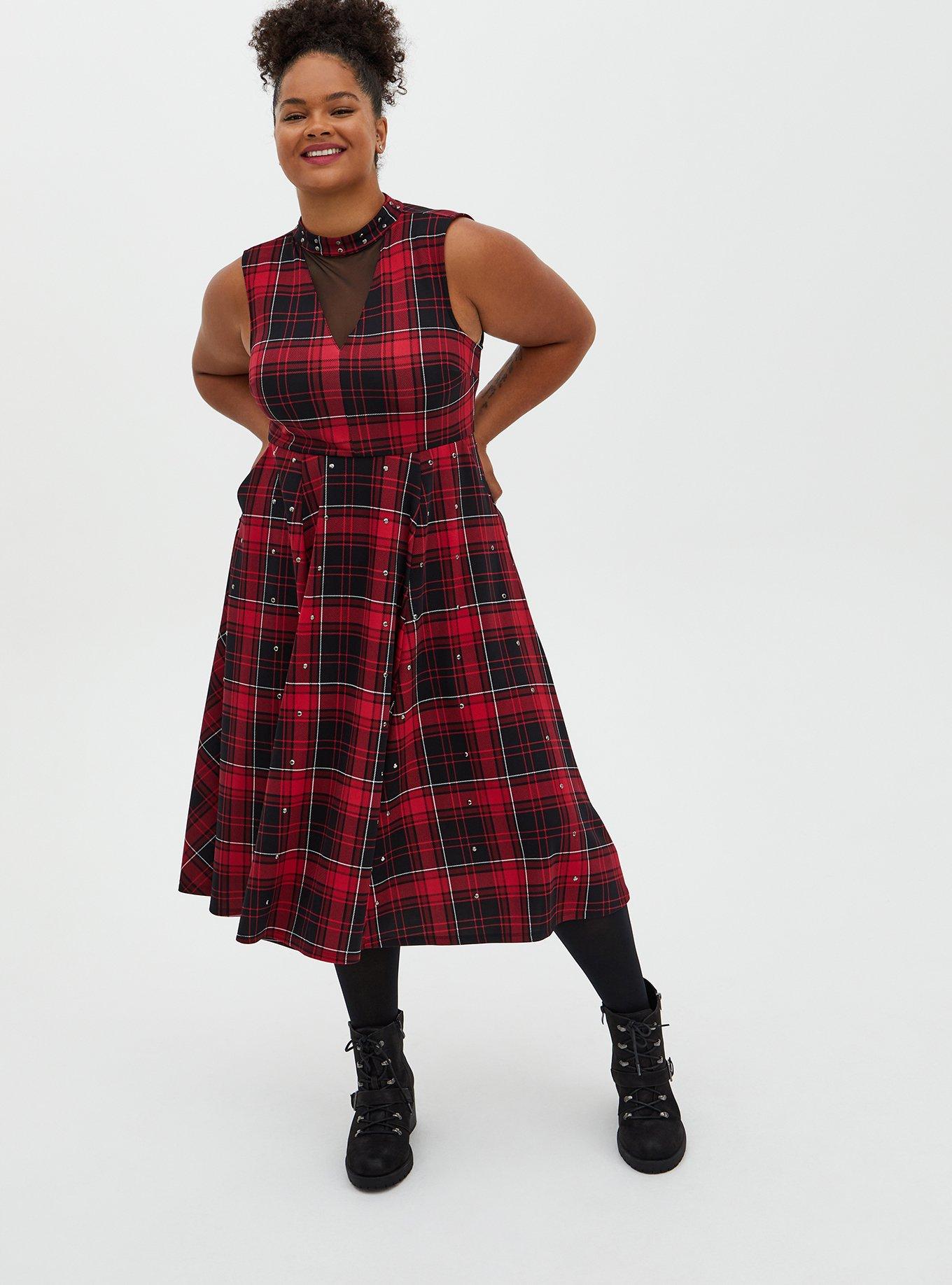 Torrid red outlet plaid dress