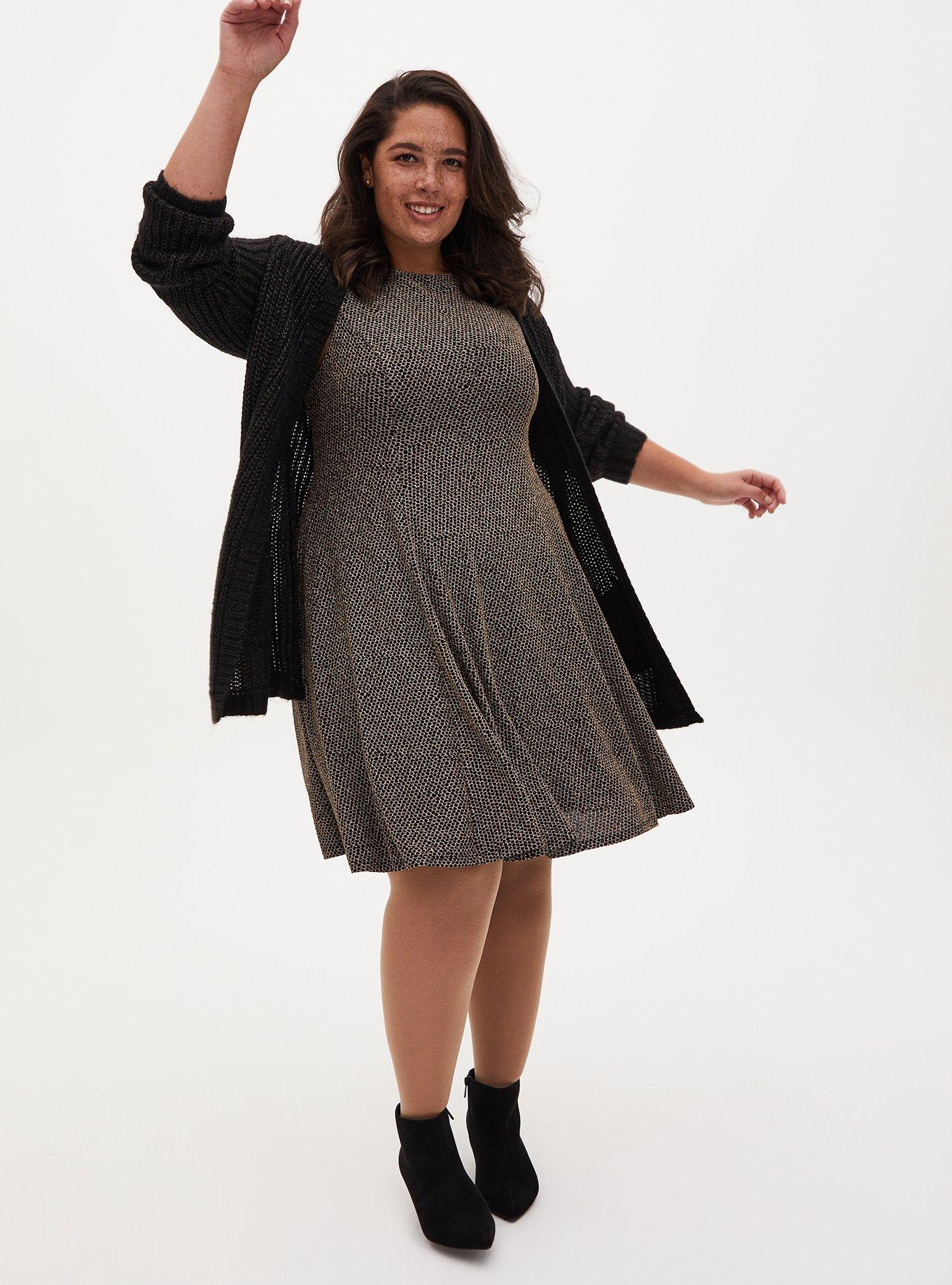 Plus Size - Black Faux Leather Skater Dress - Torrid