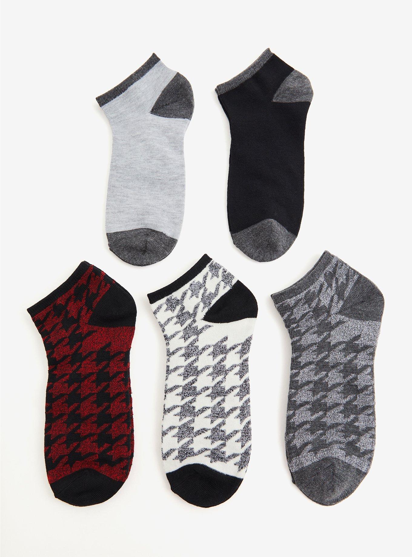 Plus Size Houndstooth Multicolor Ankle Socks Pack - Pack of 5, MULTI, alternate
