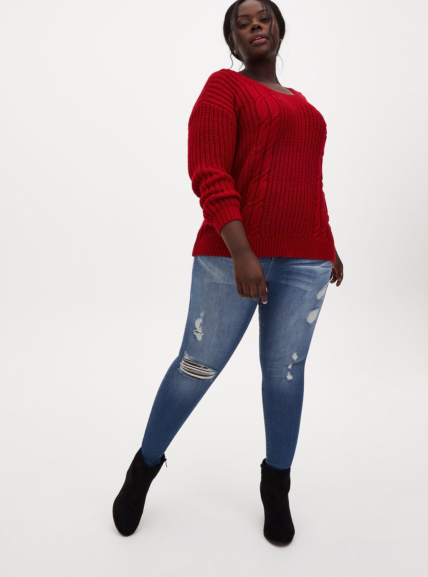 Plus Size Chunky Pullover Tie Back Drop Shoulder Sweater Torrid