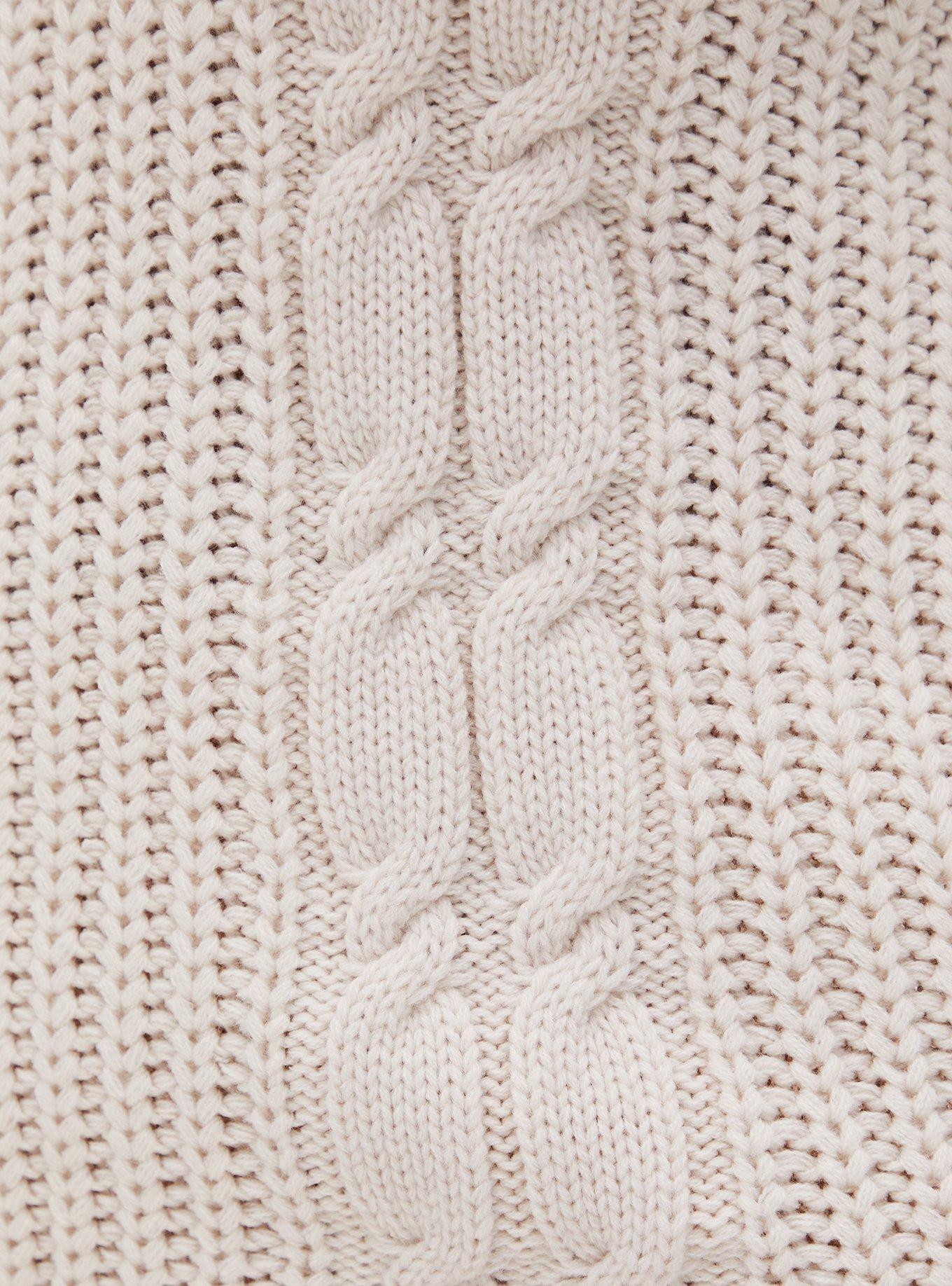 Chunky Pullover Tie Back Drop Shoulder Sweater, IVORY, alternate