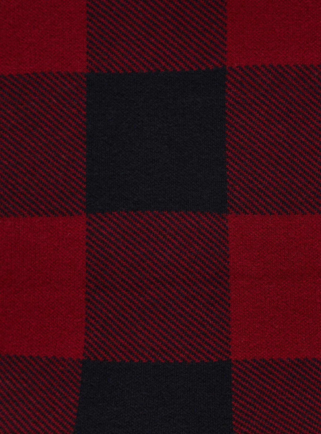 Cotton Pullover Raglan Sweater, RED PLAID, alternate