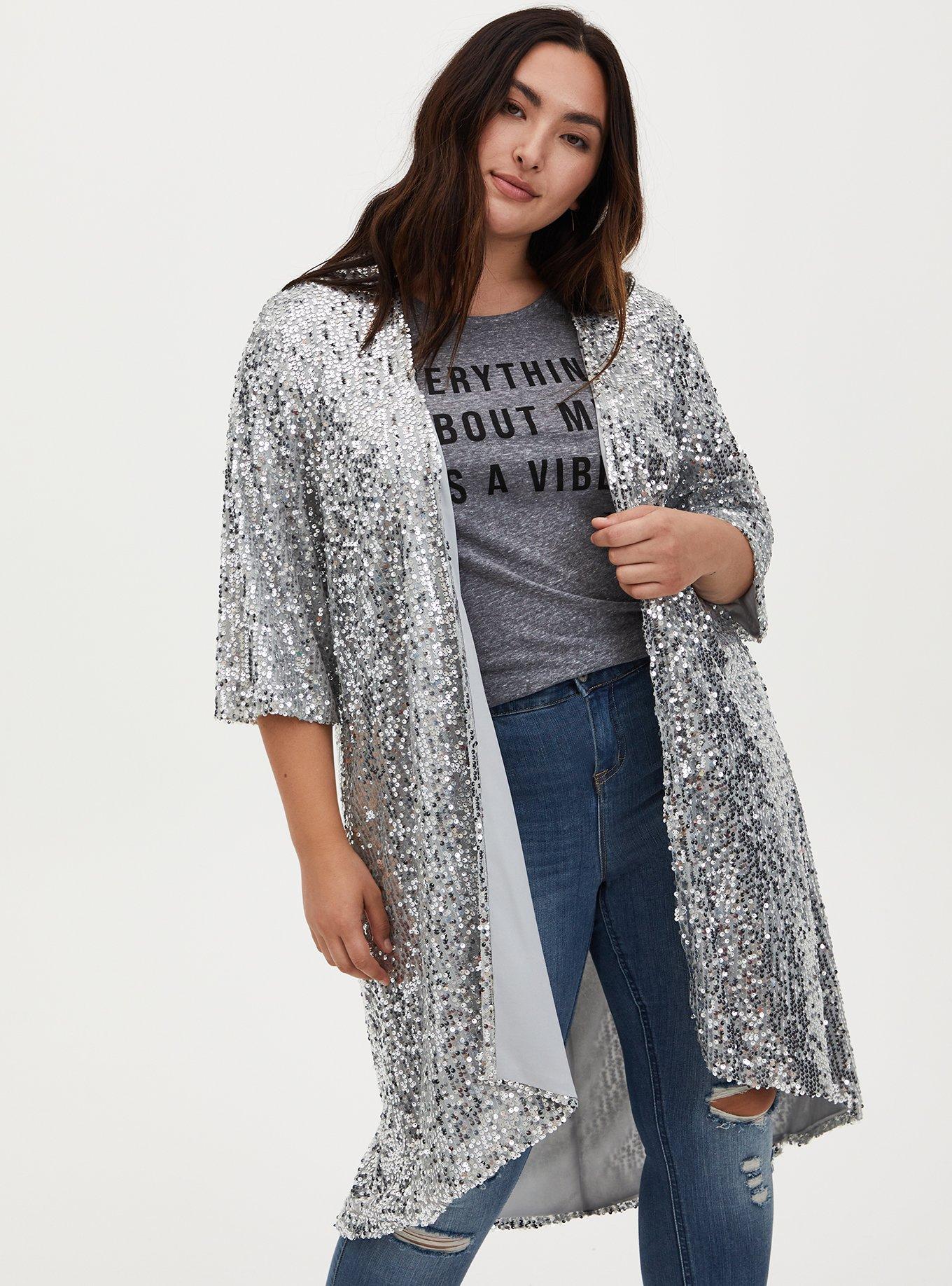 Free People Party On Sequin Kimono Jacket Duster