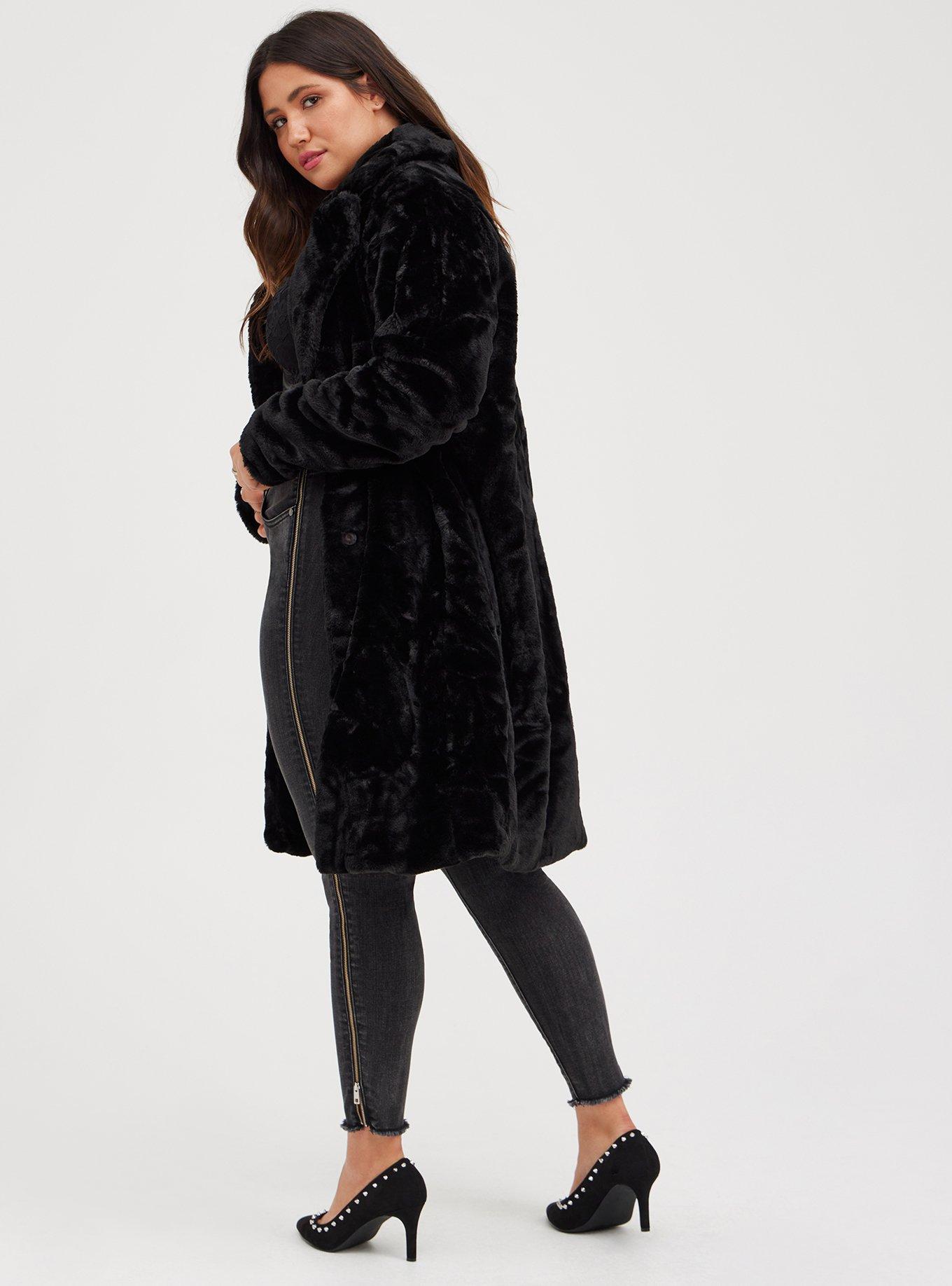 Plus Size Black Faux Fur Oversized Jacket