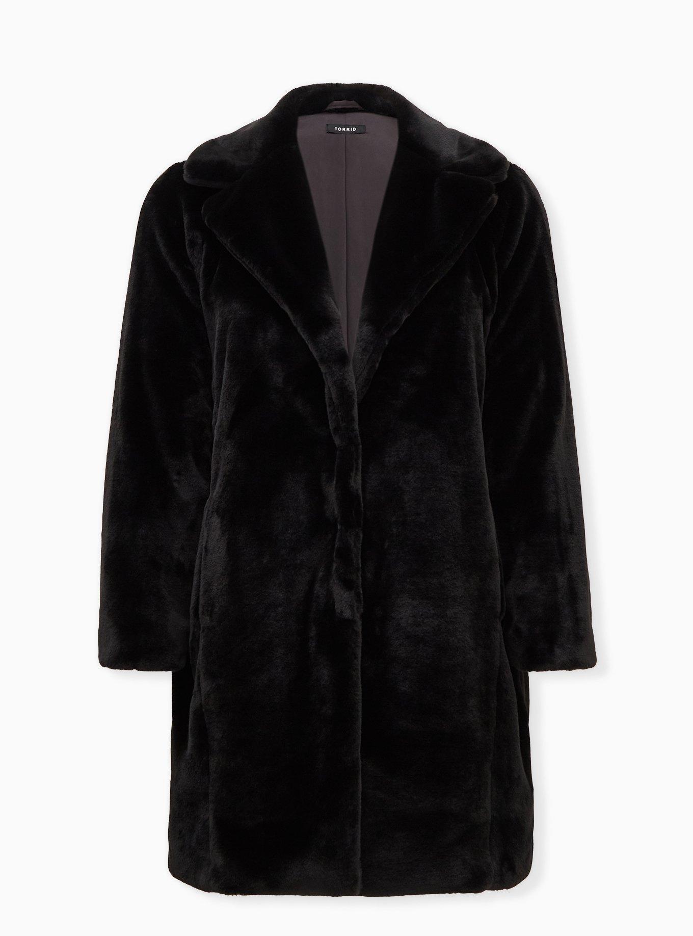 Plus Size - Outlander Jaime Grey Faux Fur Trim Woolen Swing Coat - Torrid