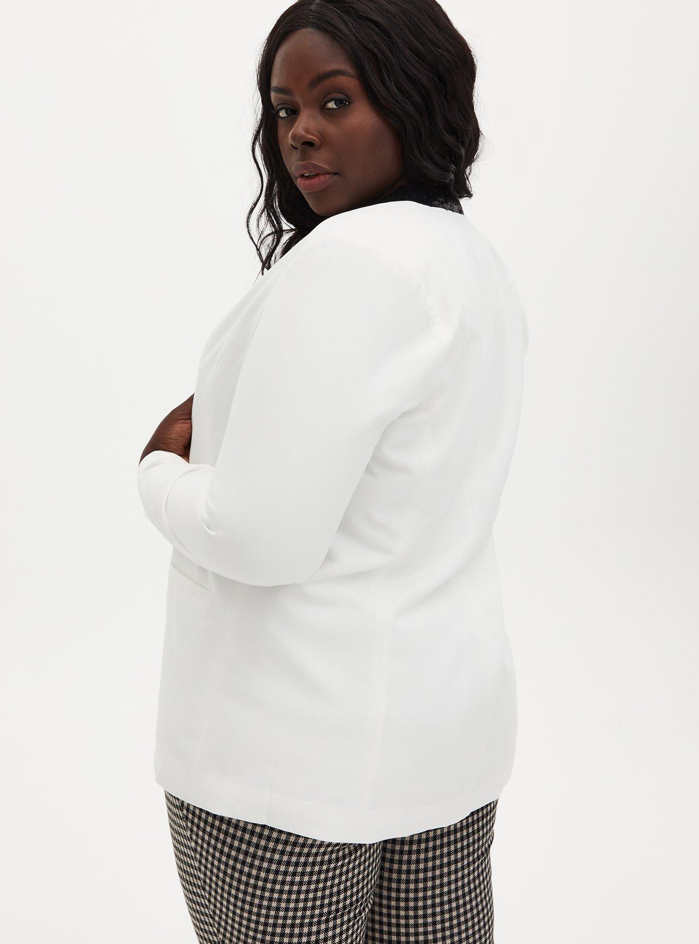 White Blazer With Black Sequin Trim, IVORY, alternate