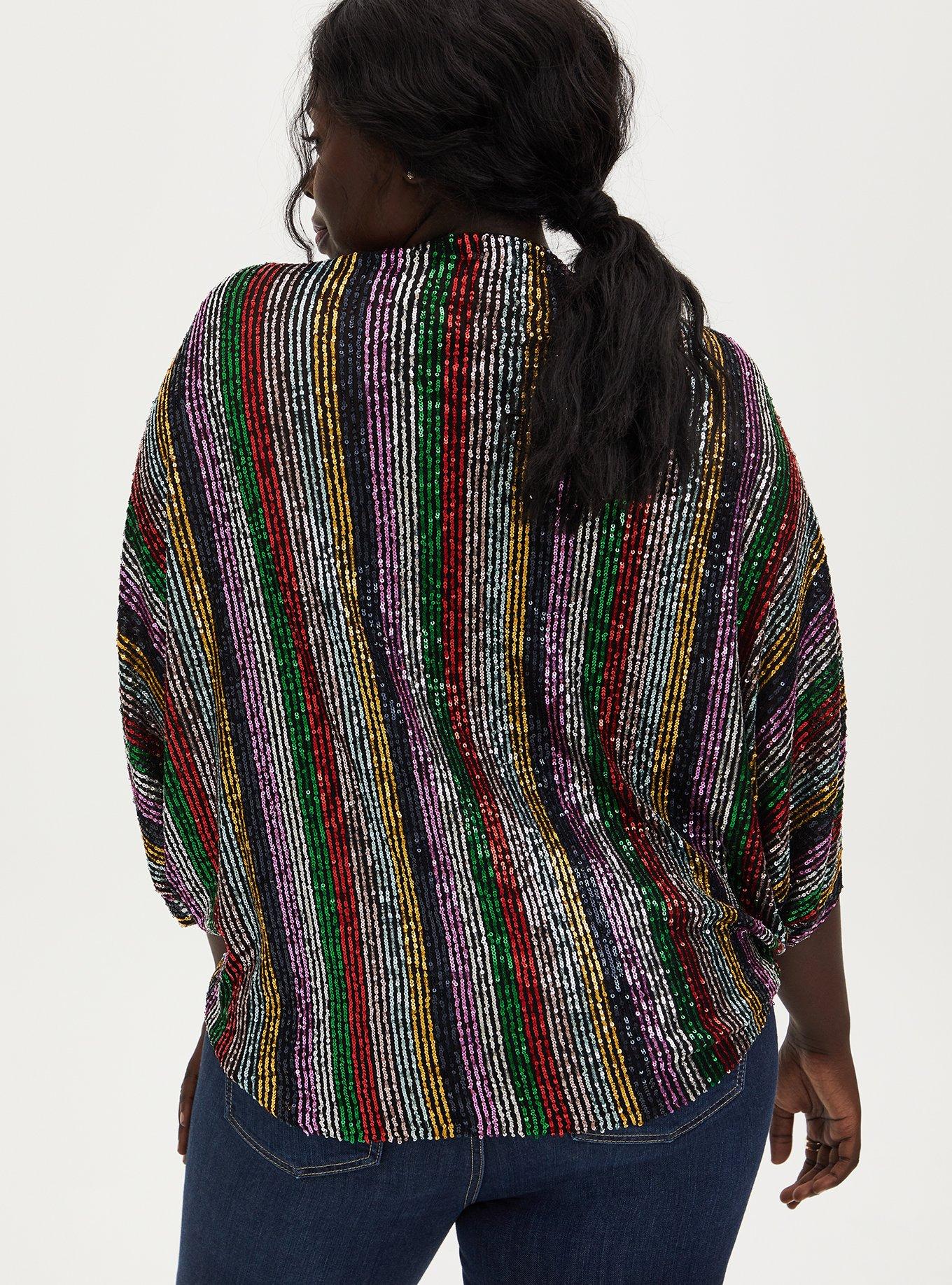 Rainbow Sequin Coccoon Kimono , , alternate