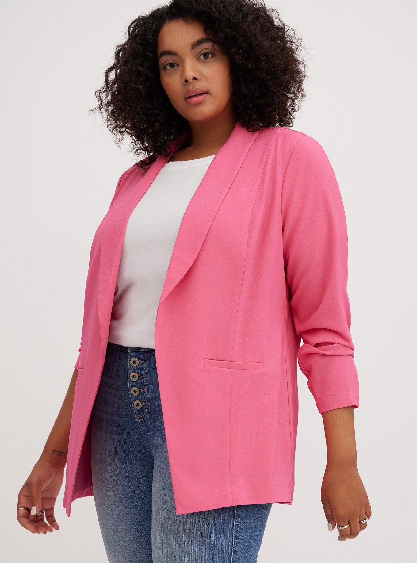 Jersey Knit Crepe Fitted Blazer