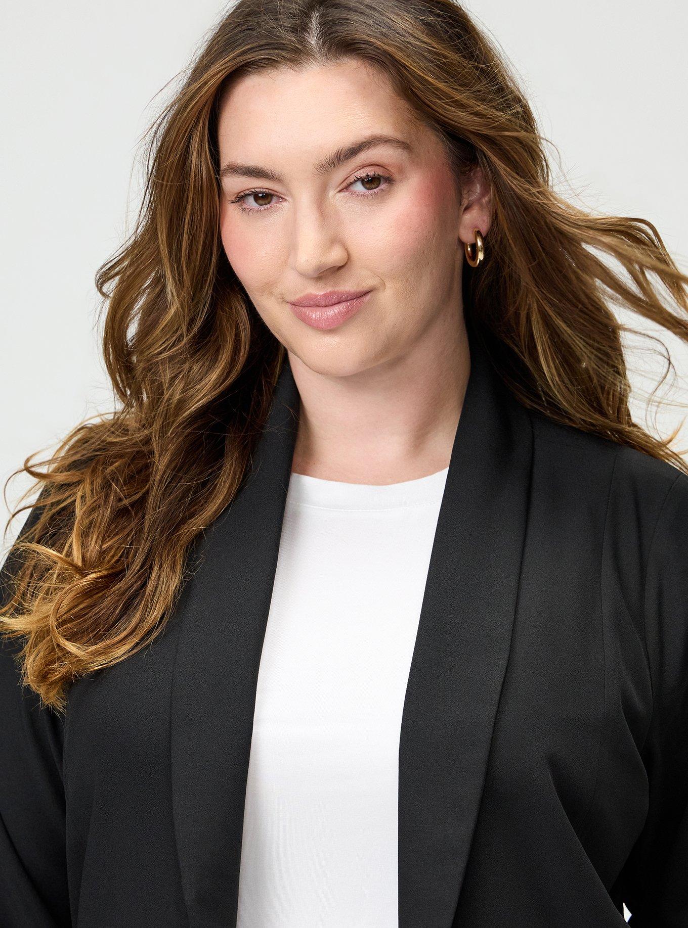 Classic Shawl Collar Blazer, DEEP BLACK, alternate