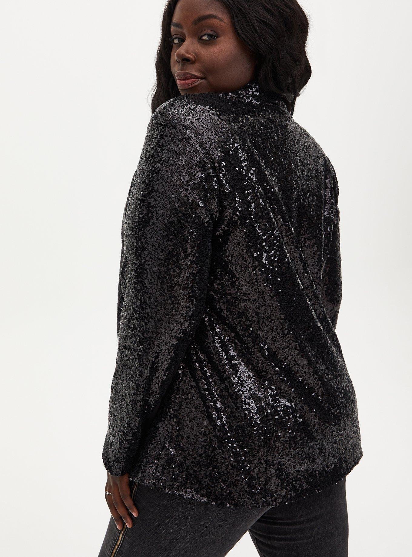 Black Sequin Blazer, DEEP BLACK, alternate