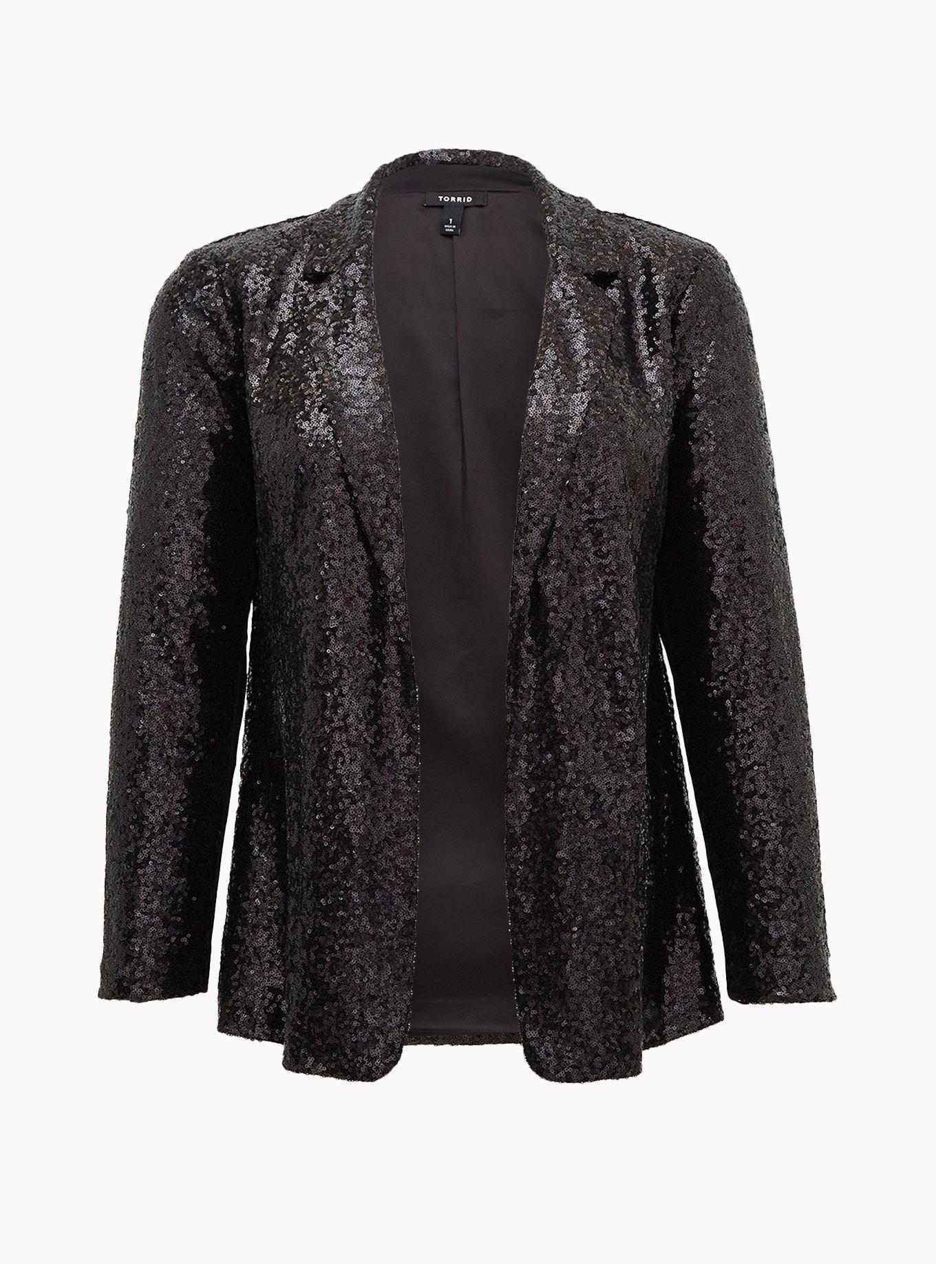 Plus Size - Black & Silver Sequin Zip Hoodie - Torrid