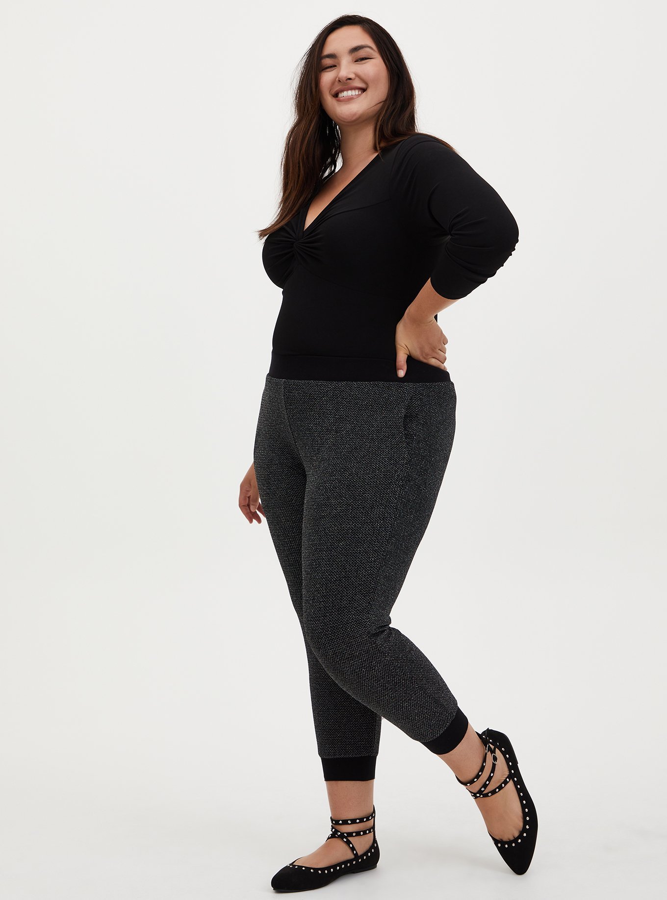 Plus Size - Relaxed Fit Jogger - Shimmer Black - Torrid