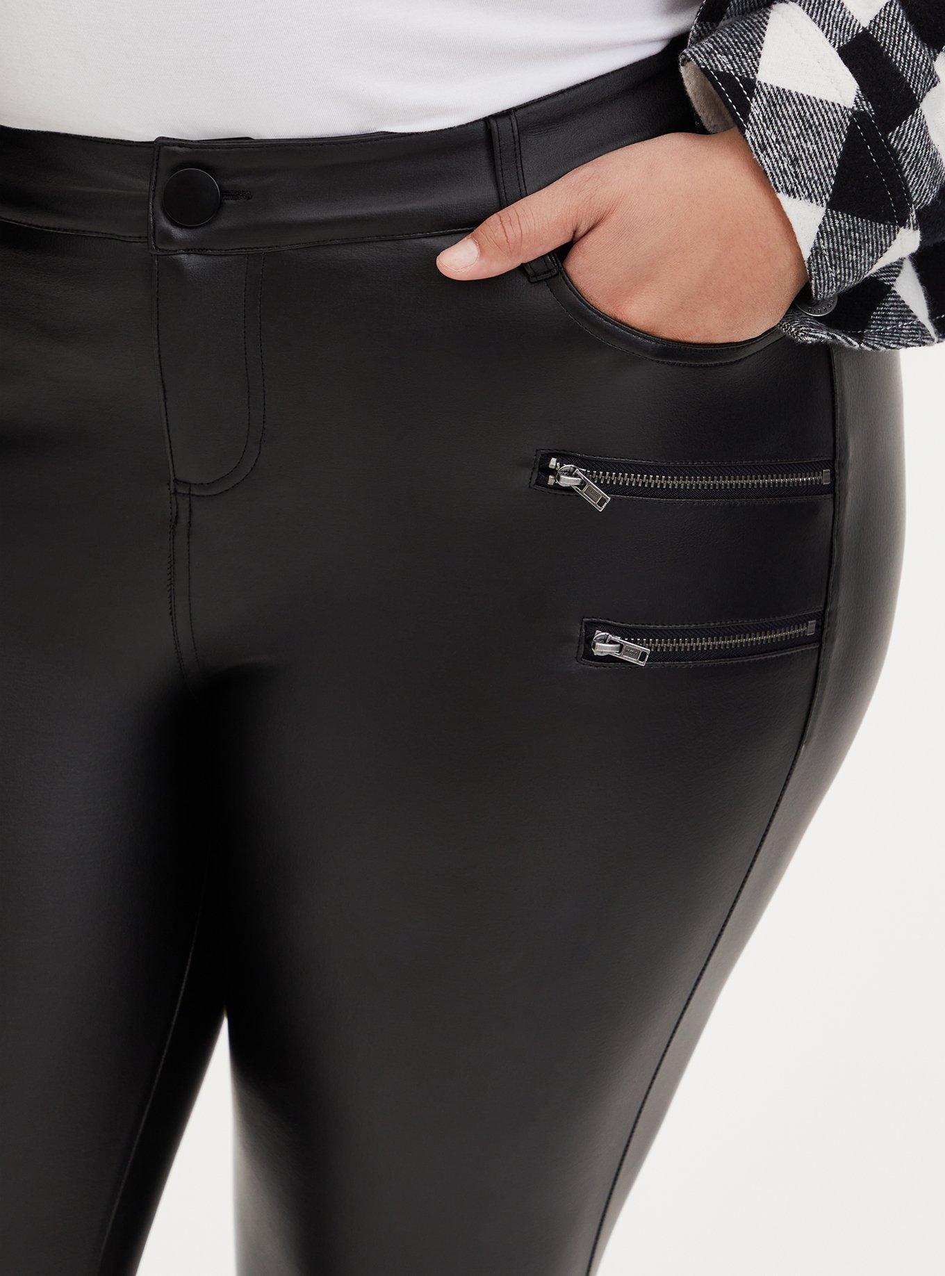 Black Coated Ponte Multi Zip Skinny Ankle Pant, DEEP BLACK, alternate