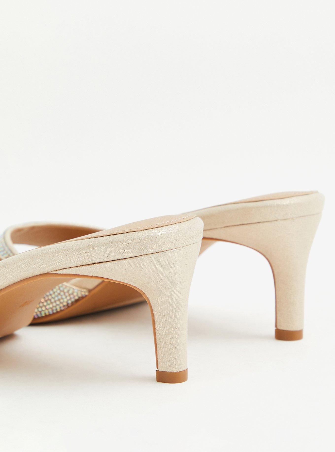 Plus Size Gold Rhinestone Square Toe Mule (WW), GOLD, alternate