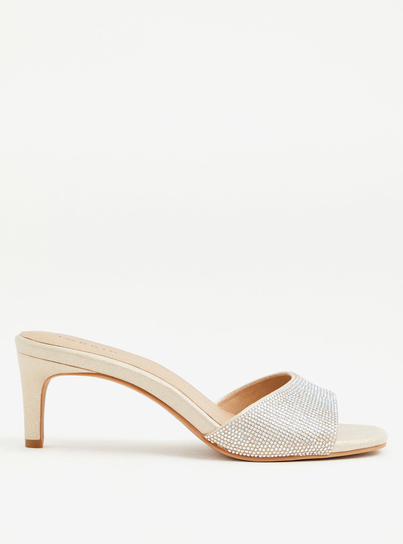 Plus Size Gold Rhinestone Square Toe Mule (WW), GOLD, alternate