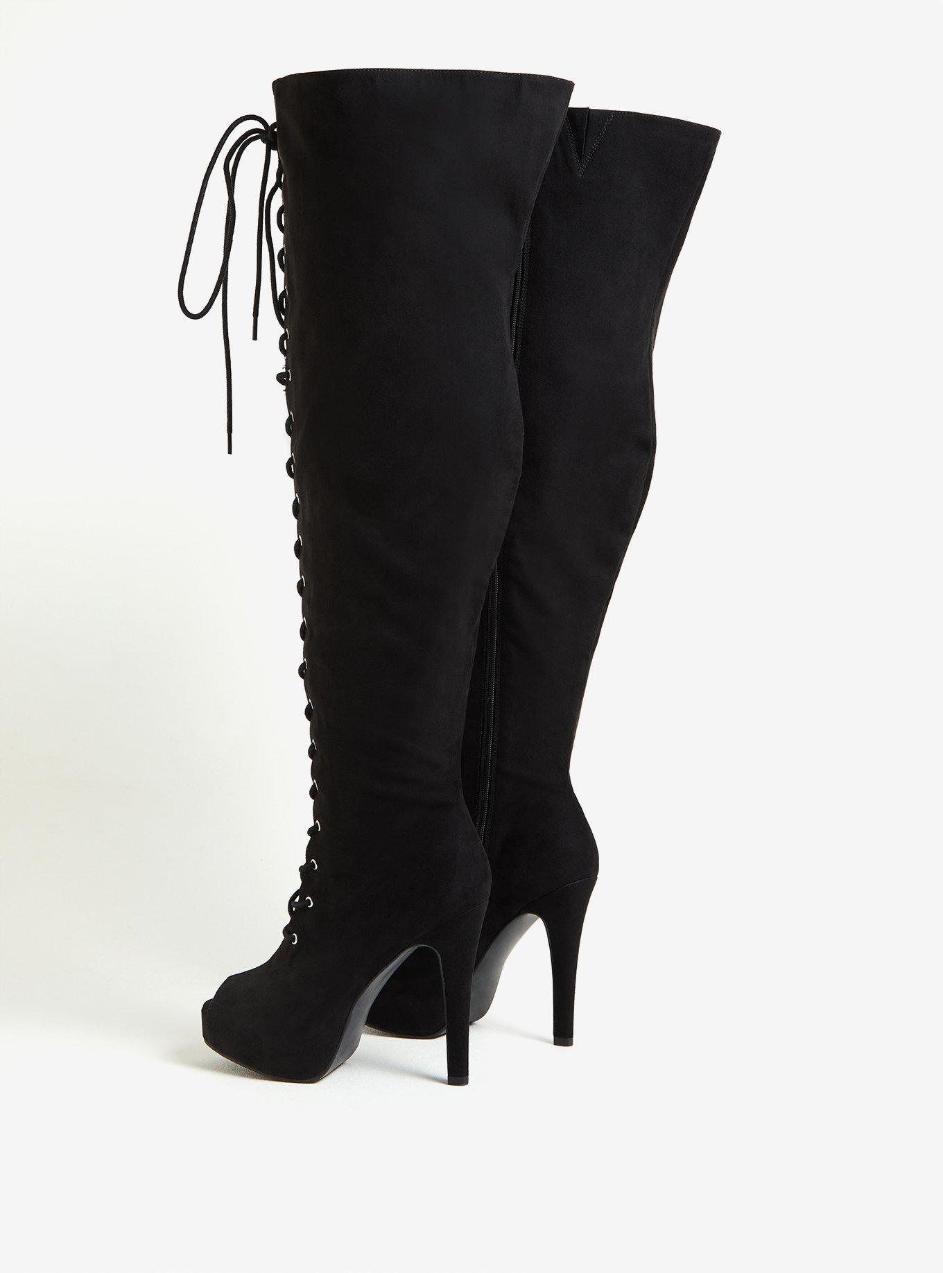 Plus size open toe thigh high boots sale