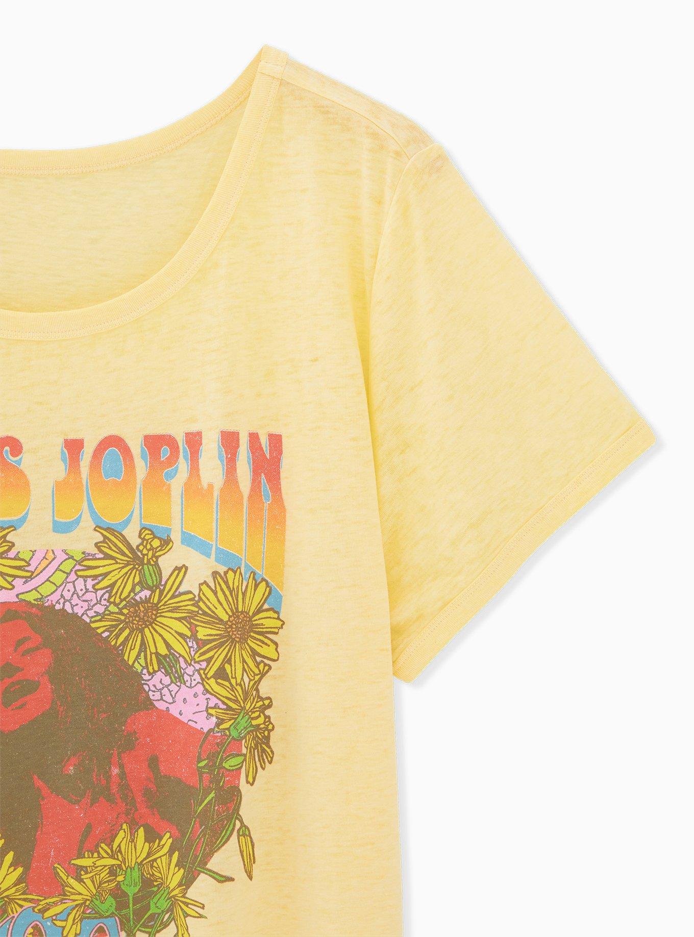 Janis Joplin Classic Fit Ringer Tee - Burnout Yellow , YELLOW, alternate