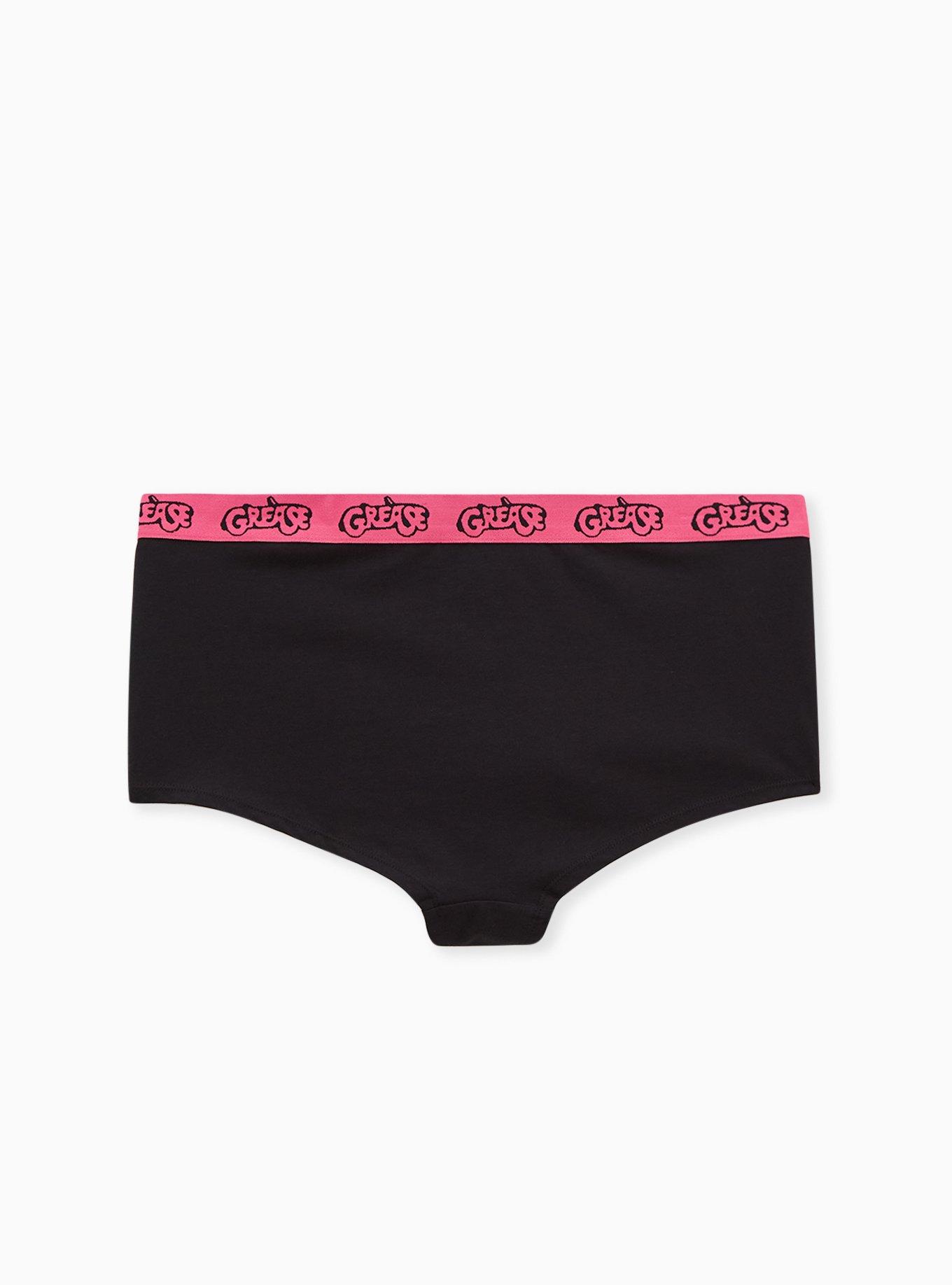 Plus Size - Grease Pink Ladies Black Cotton Boyshort Panty - Torrid